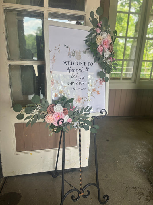 Custom 18x24 Sign w/Easel & Flowers