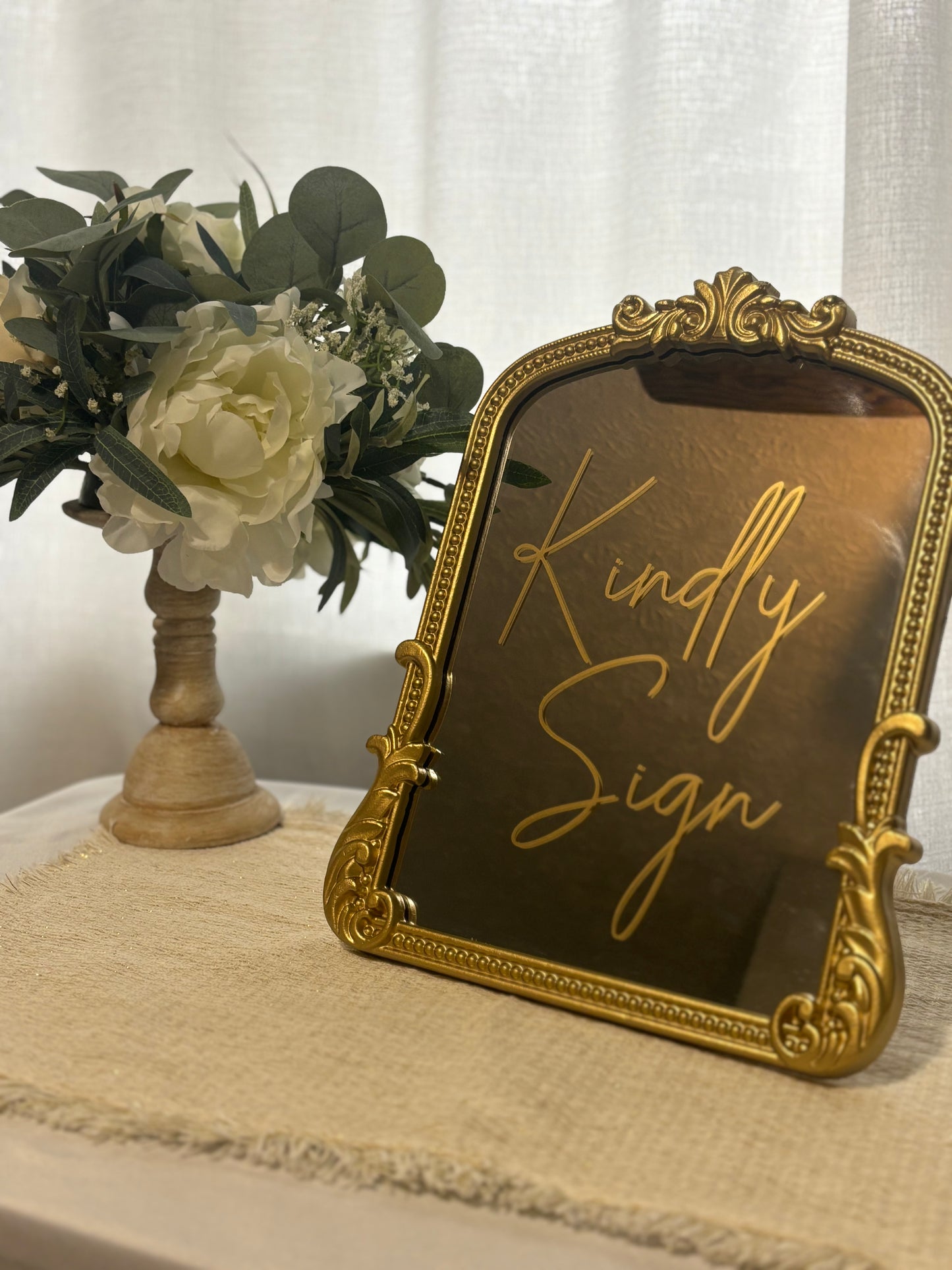 Table Top Mirror Sign (Kindly Sign)