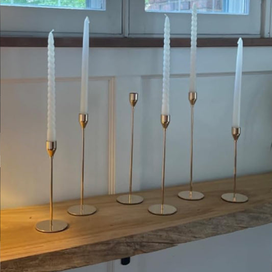 Set of 6 Gold Candlestick Holders