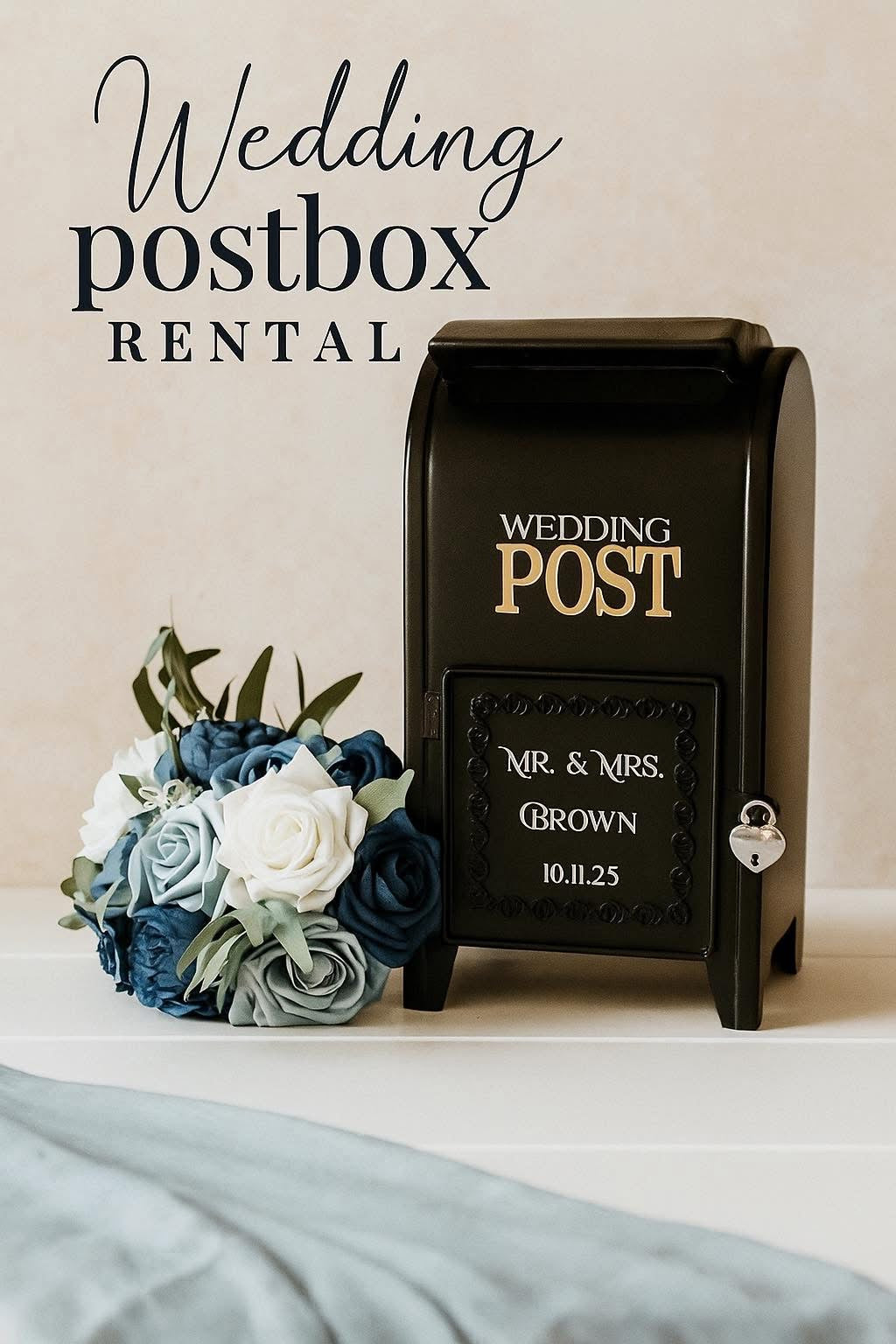 Personalized wedding card box with lock & key