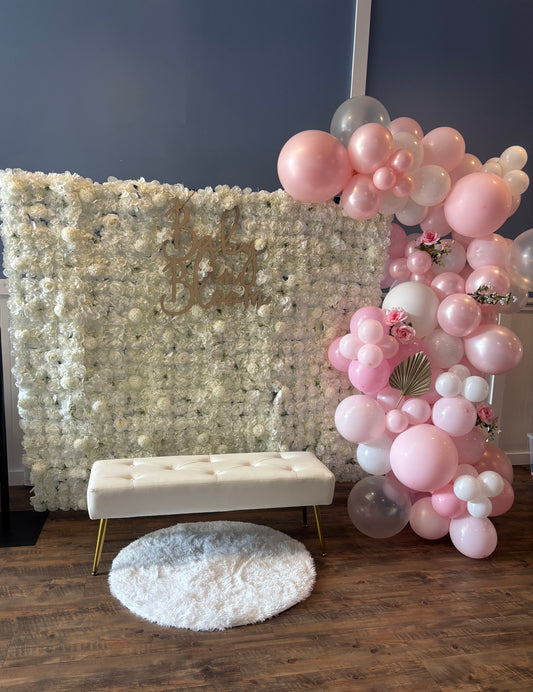Backdrop arch w/cover, balloons, flowers