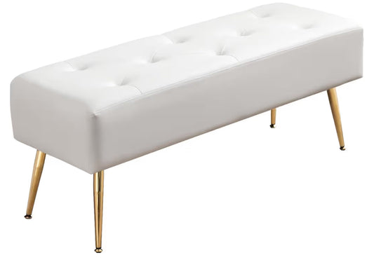 Tufted White Bench